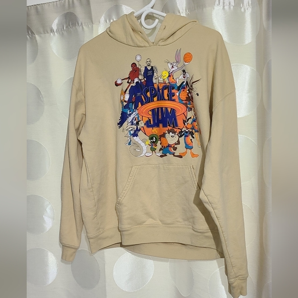 Space Jam A New Legacy Fleece Looney tunes cream colored Hoodie Size Large